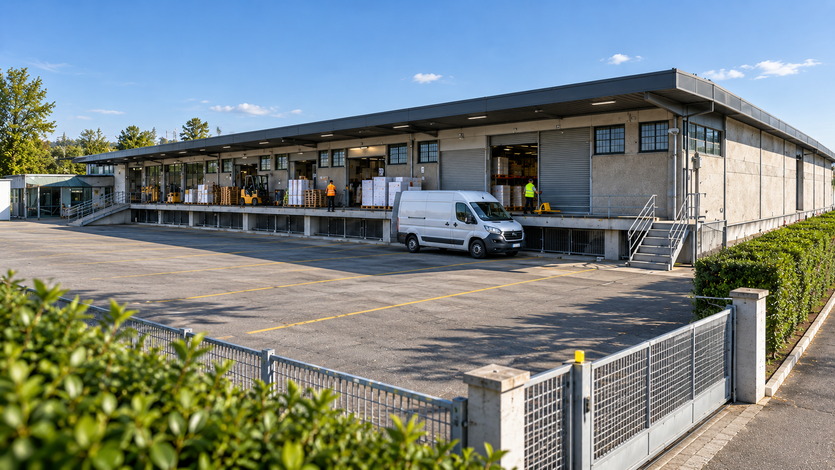 Sede logistica Fratelli Ambrosio con baie di carico e flotta aziendale